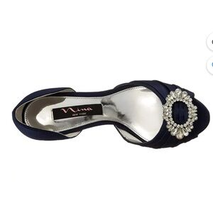 Nina Crystah-LS new navy luster D’orsay pump with box worn one time 2 inch heel